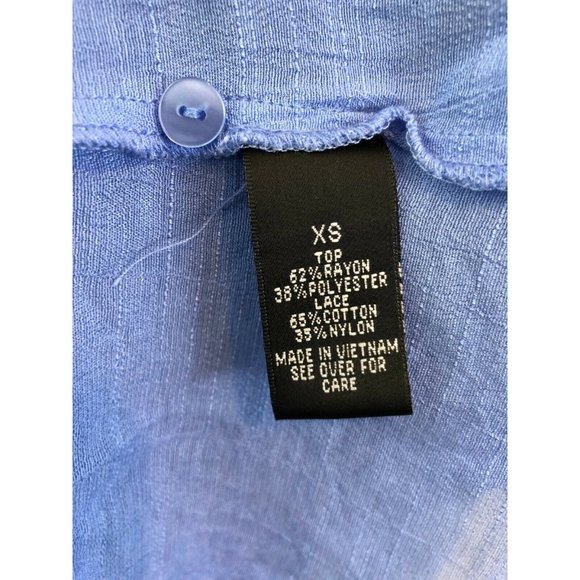 IZ Byer XS Extra Small Tie Front Shirt Blouse Lace Knot Blue Womans Sexy Y2K - Picture 4 of 8